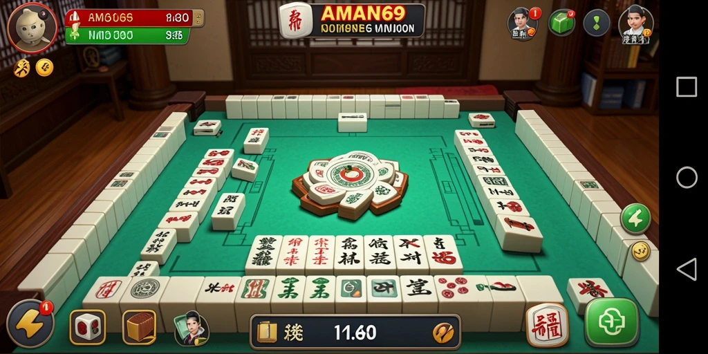Tangkapan layar permainan AMAN69 menampilkan gameplay Mahjong yang menarik.