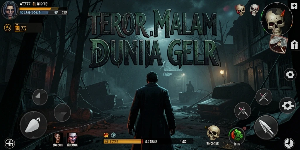 Gameplay menegangkan dari AT777 dengan suasana gelap dan mencekam.
