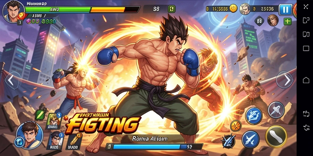 Tampilan gameplay AW8 yang menegangkan dalam pertempuran Fighting.
