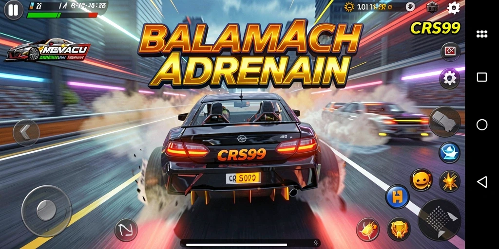 Tampilan gameplay seru dari balapan mobil di CRS99.