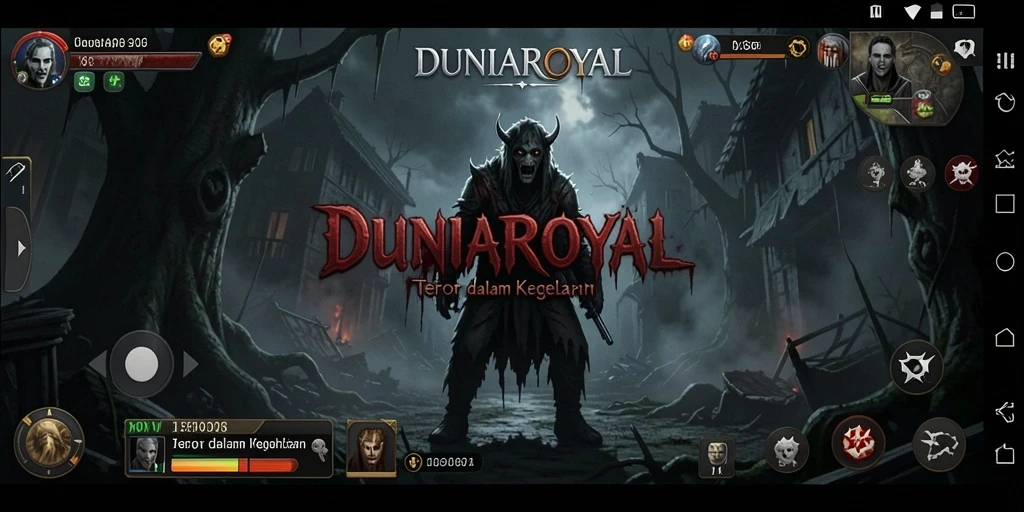 Screenshot permainan DUNIAROYAL dengan suasana horror yang mencekam.
