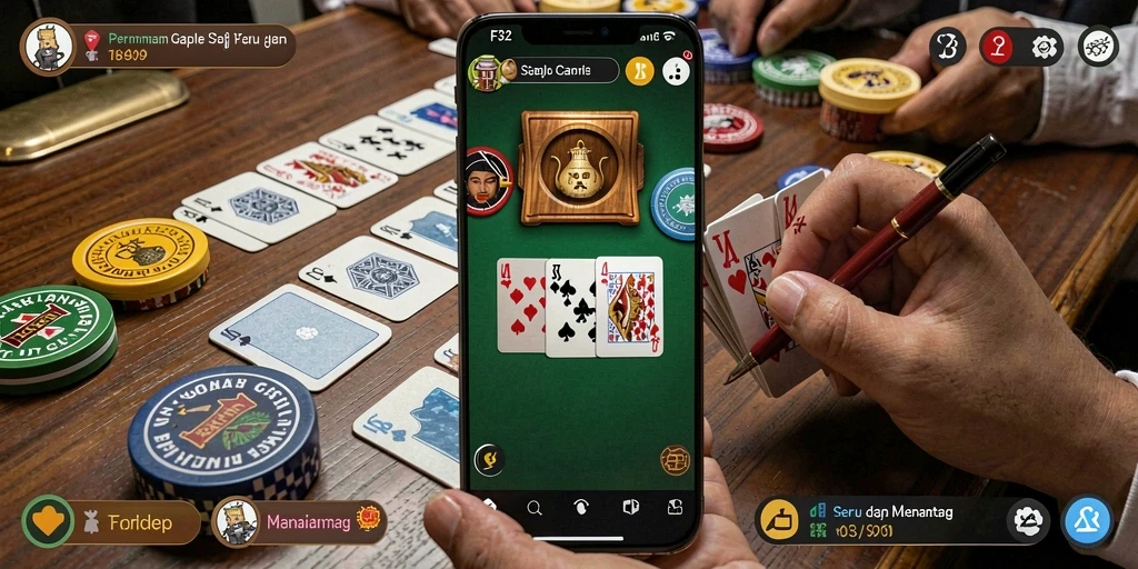 Screenshot gameplay F32 menampilkan serunya bermain Gaple.