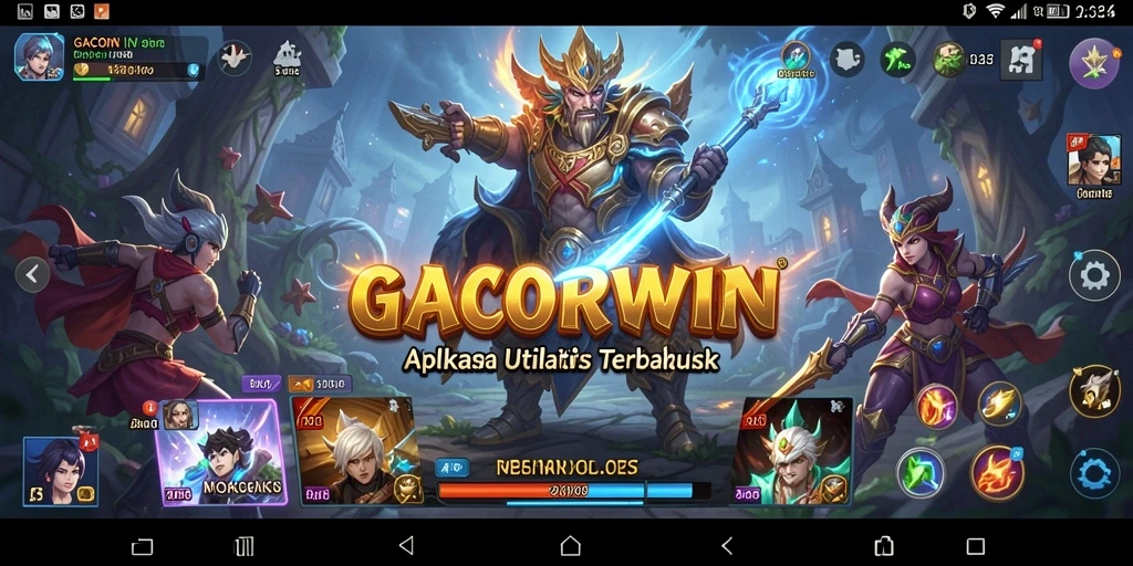 Tampilan utama aplikasi GACORWIN dengan fitur utilitas lengkap.
