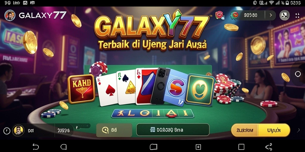 Tangkapan layar utama GALAXY77 menampilkan aksi permainan Kasino yang seru.