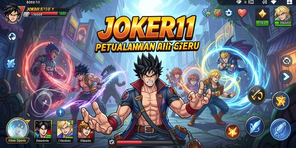 Screenshot permainan JOKER11 menampilkan karakter anime dalam aksi seru.