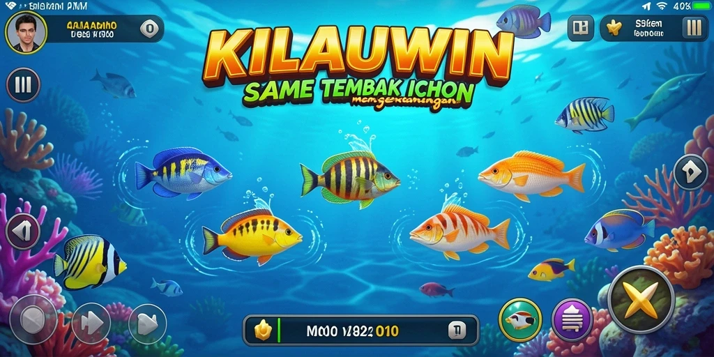 Screenshot KILAUWIN menampilkan aksi menembak ikan yang seru.