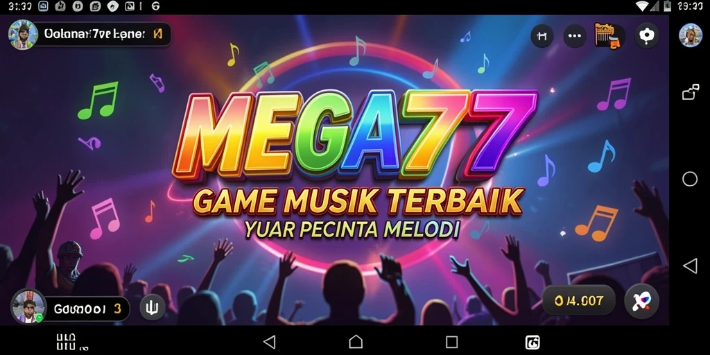 Tampilan gameplay seru MEGA777 dengan lagu-lagu favorit.