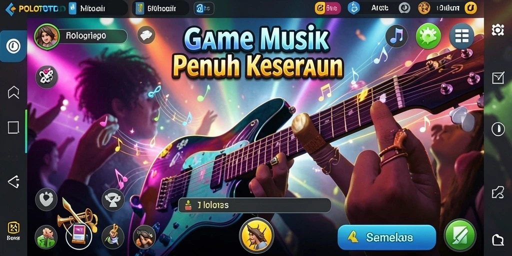 Screenshot utama <strong>POLOTOTO</strong> menampilkan gameplay musik yang dinamis dan mengasyikkan.