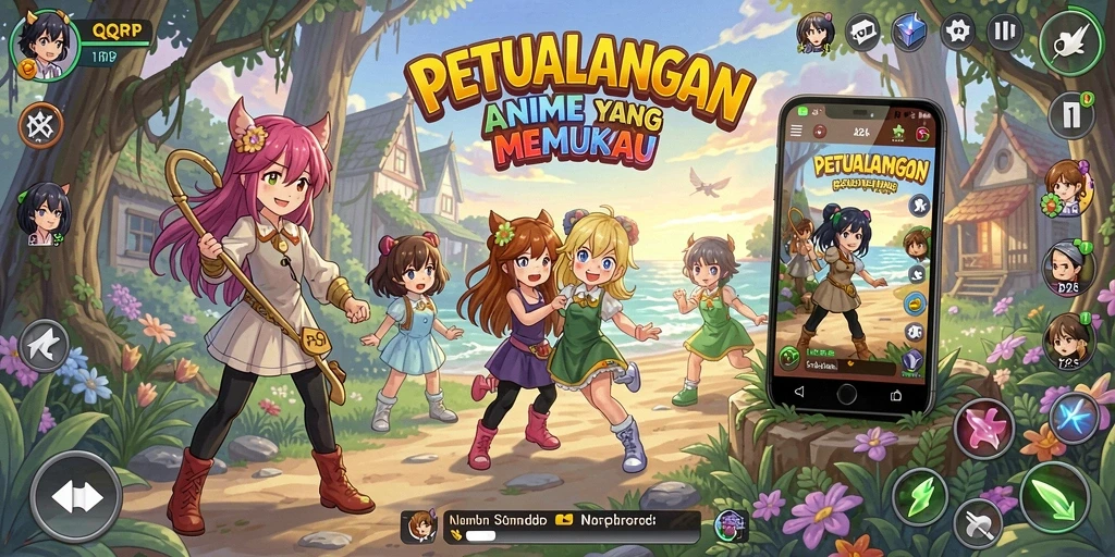 Menampilkan aksi seru karakter dalam gameplay Anime.