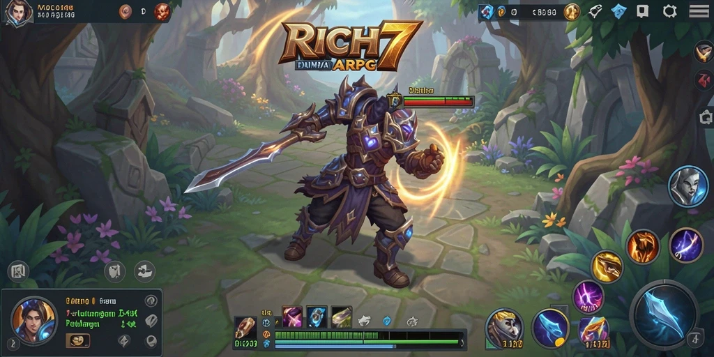 Screenshot gameplay RICH7 yang menampilkan pertarungan penuh aksi.