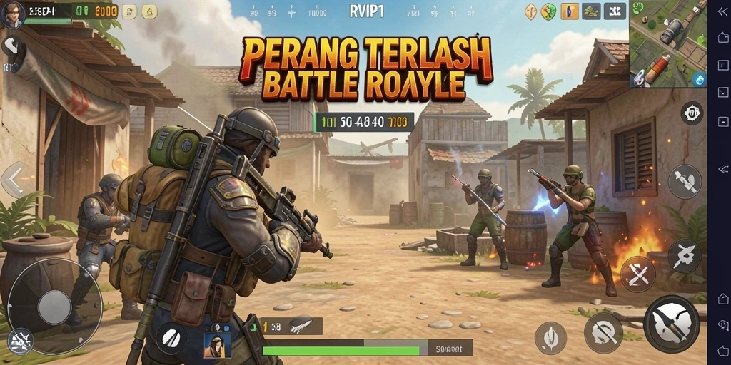 Tangkapan layar RVIP1 menampilkan momen intens pertempuran Battle Royale.