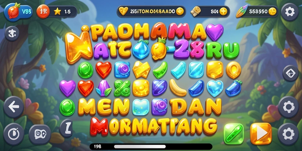 Tampilan gameplay V98 menunjukkan keseruan permainan Match-3.