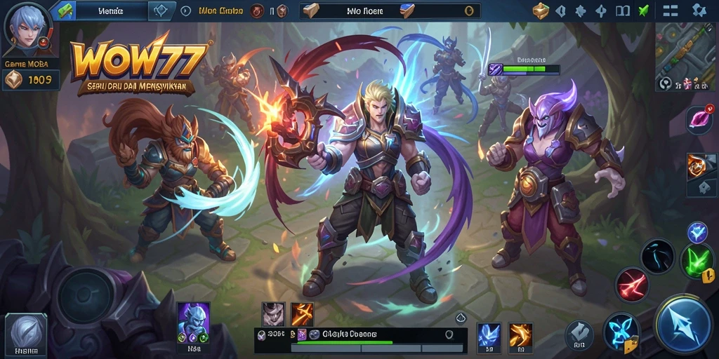 Tampilan seru dari gameplay MOBA WOW77 yang mendebarkan.