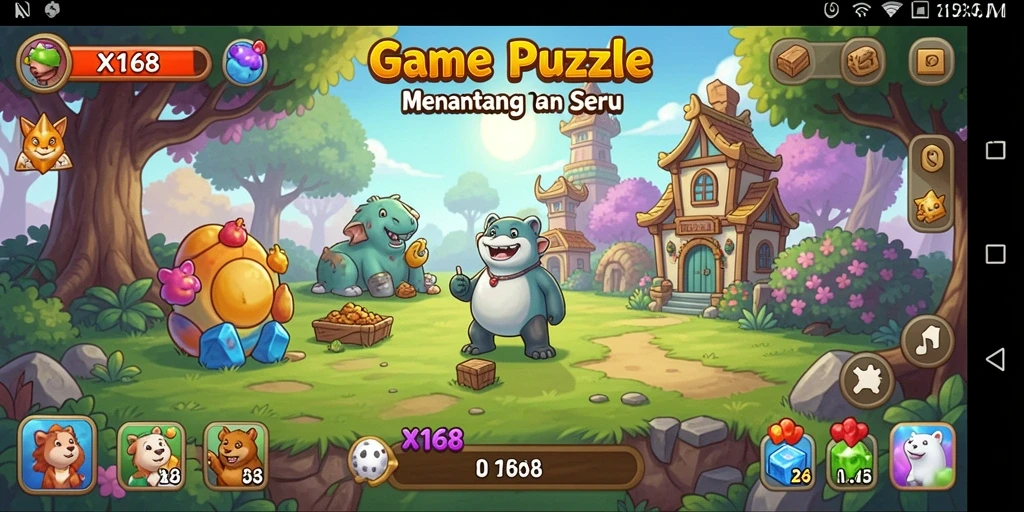 Screenshot X168 menampilkan gameplay Puzzle yang menarik dan menantang.